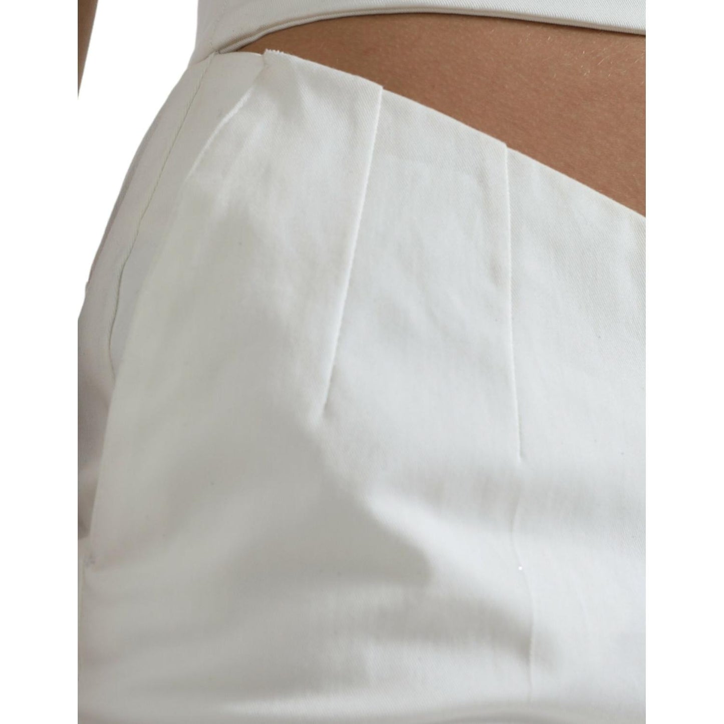 Dolce & Gabbana Black White Cotton Cut Out Waist Tapered Pants Dolce & Gabbana