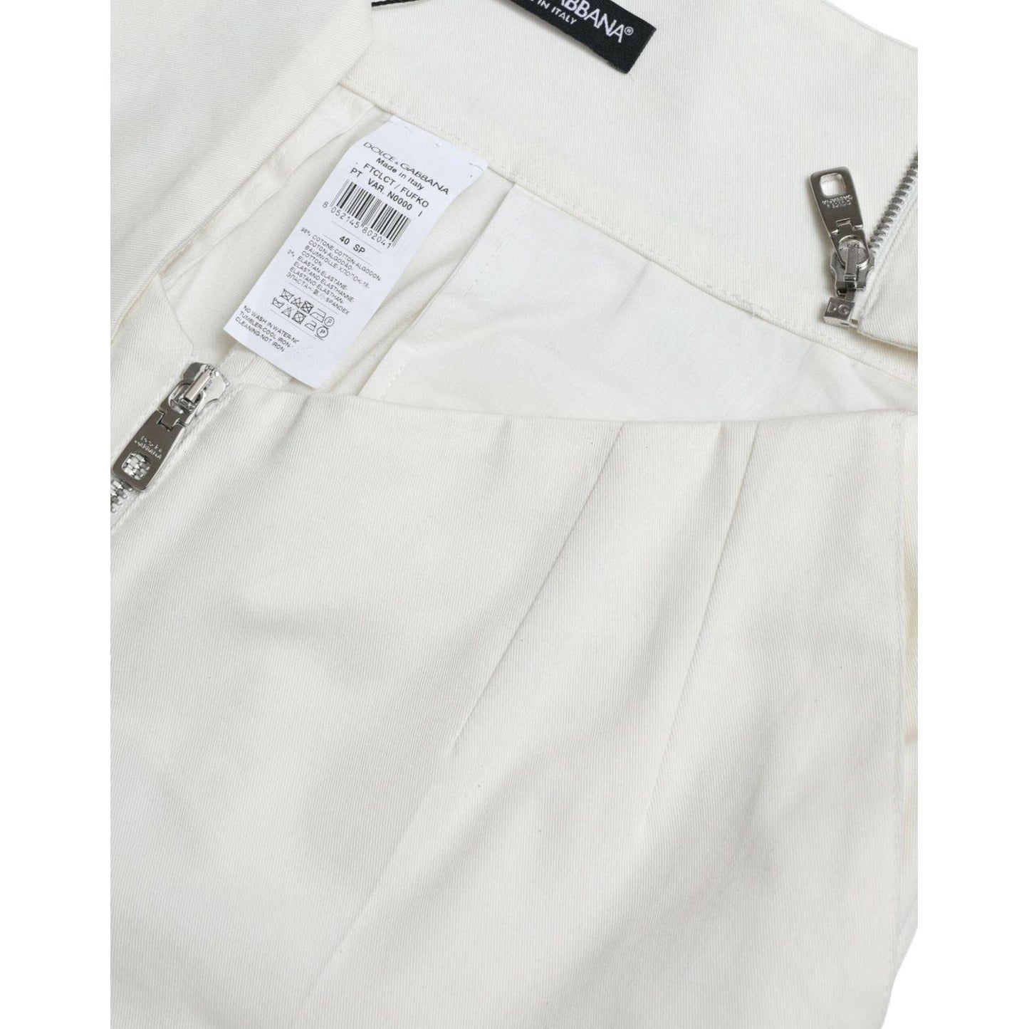 Dolce & Gabbana Black White Cotton Cut Out Waist Tapered Pants Dolce & Gabbana