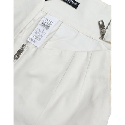 Dolce & Gabbana Black White Cotton Cut Out Waist Tapered Pants Dolce & Gabbana