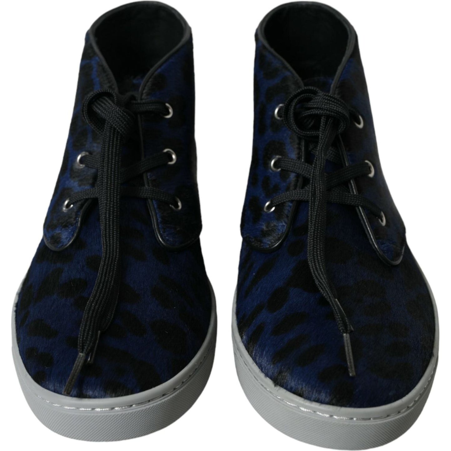 Dolce & Gabbana Chic Blue Leopard Print Mid-Top Sneakers Dolce & Gabbana