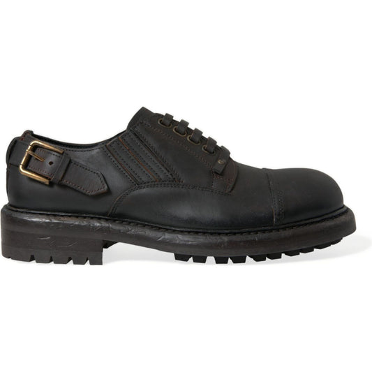 Dolce & Gabbana Brown Leather Lace Up Derby Men Dress Shoes Dolce & Gabbana