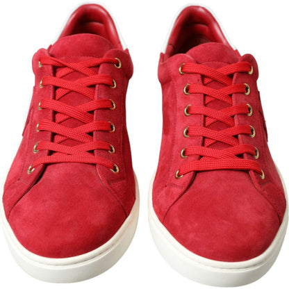 Dolce & Gabbana Red Suede Leather Men Low Top Sneakers Shoes Dolce & Gabbana