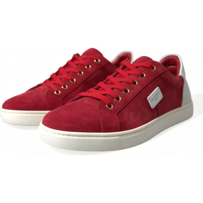 Dolce & Gabbana Red Suede Leather Men Low Top Sneakers Shoes Dolce & Gabbana