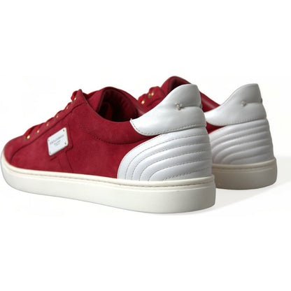 Dolce & Gabbana Red Suede Leather Men Low Top Sneakers Shoes Dolce & Gabbana