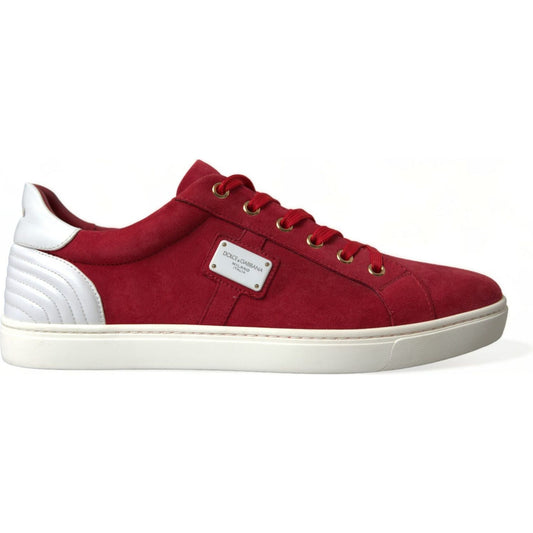 Dolce & Gabbana Red Suede Leather Men Low Top Sneakers Shoes Dolce & Gabbana