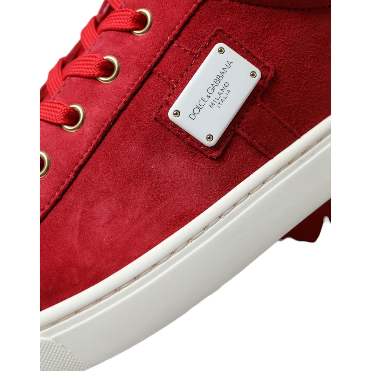 Dolce & Gabbana Red Suede Leather Men Low Top Sneakers Shoes