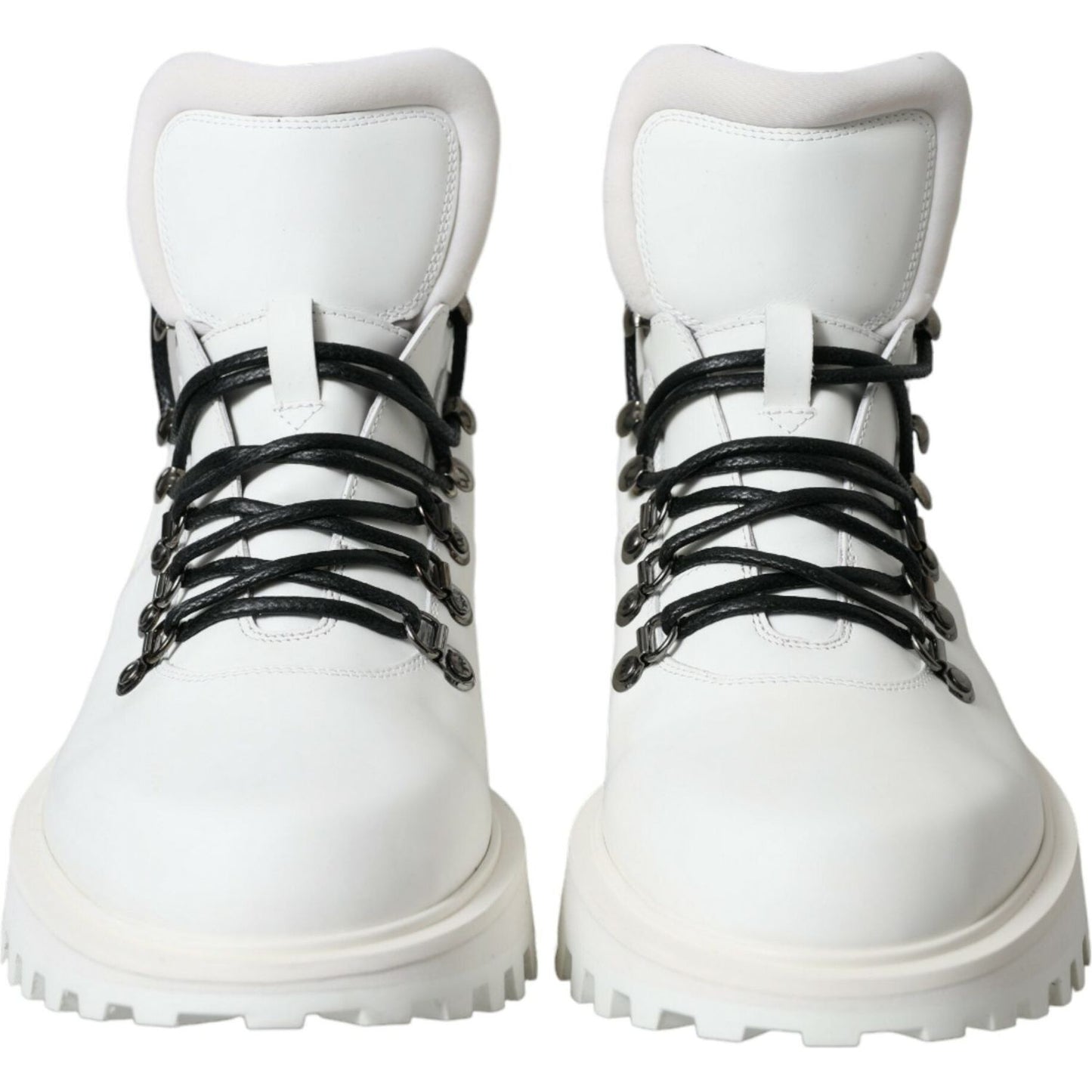 Dolce & Gabbana Elegant White Leather Ankle Boots Dolce & Gabbana