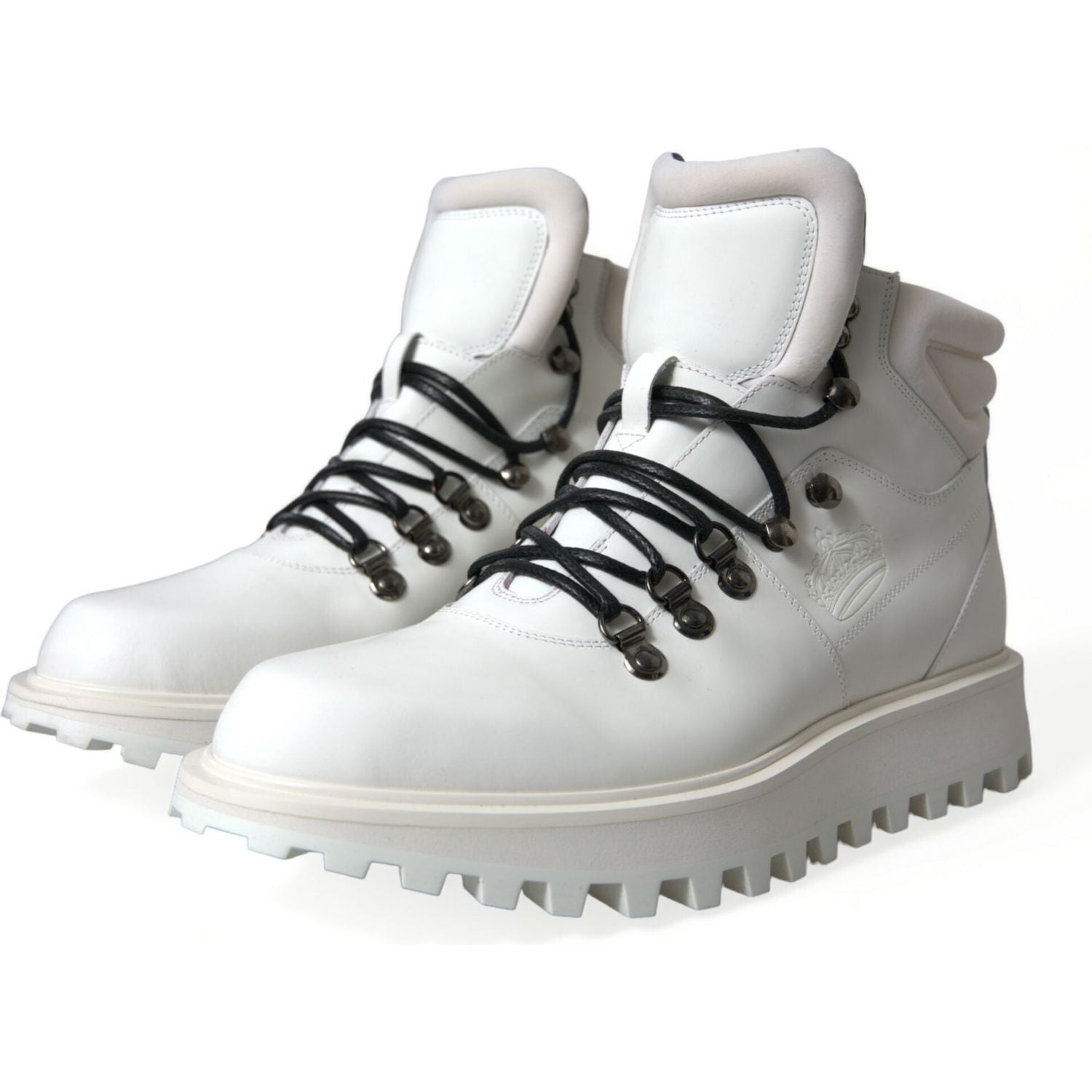 Dolce & Gabbana White Vulcano Trekking Ankle Boots Shoes