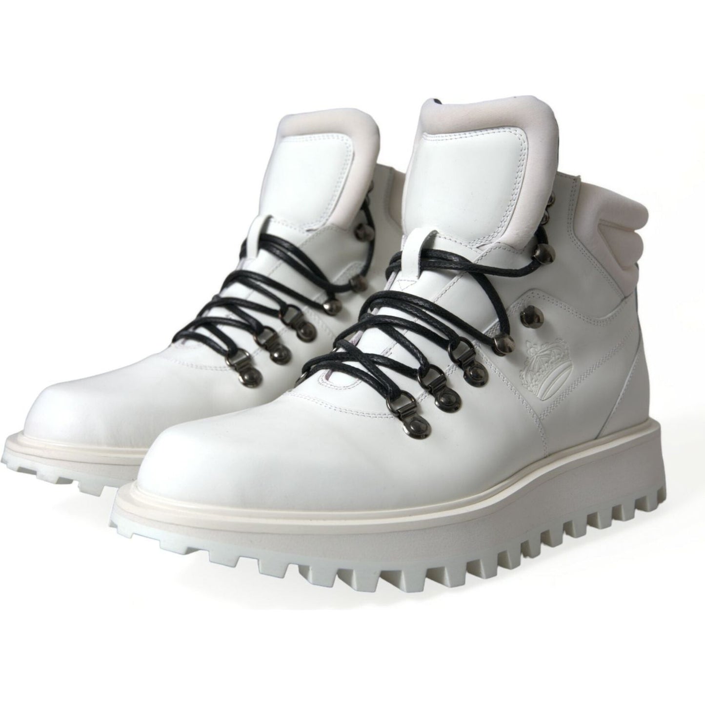 Dolce & Gabbana Elegant White Leather Ankle Boots Dolce & Gabbana