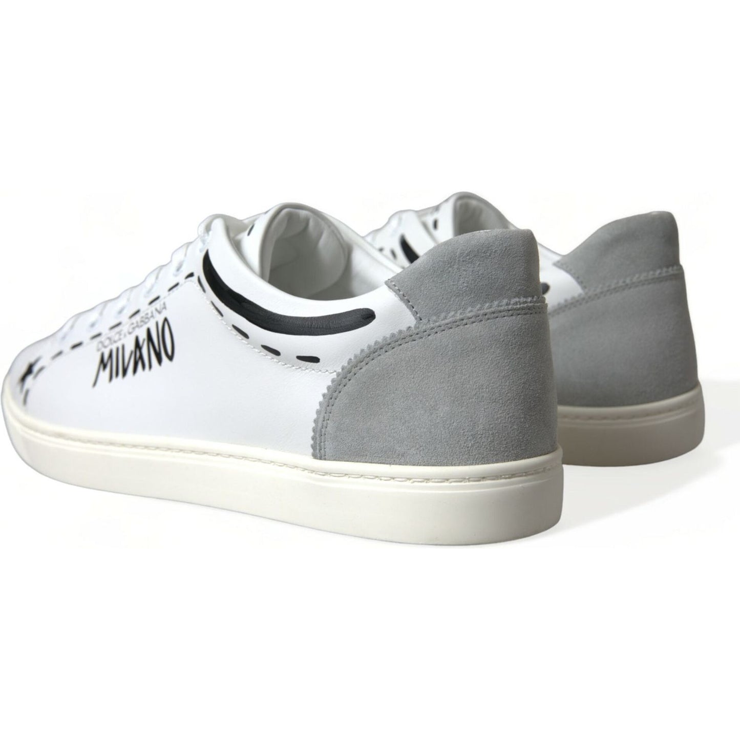 Dolce & Gabbana Elegant White Calfskin Leather Sneakers Dolce & Gabbana