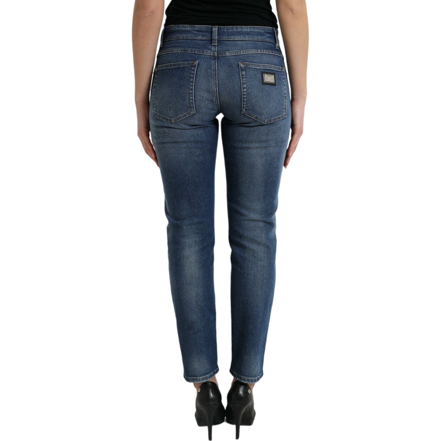 Dolce & Gabbana Blue BOYFRIEND Mid Waist Cotton Denim Jeans