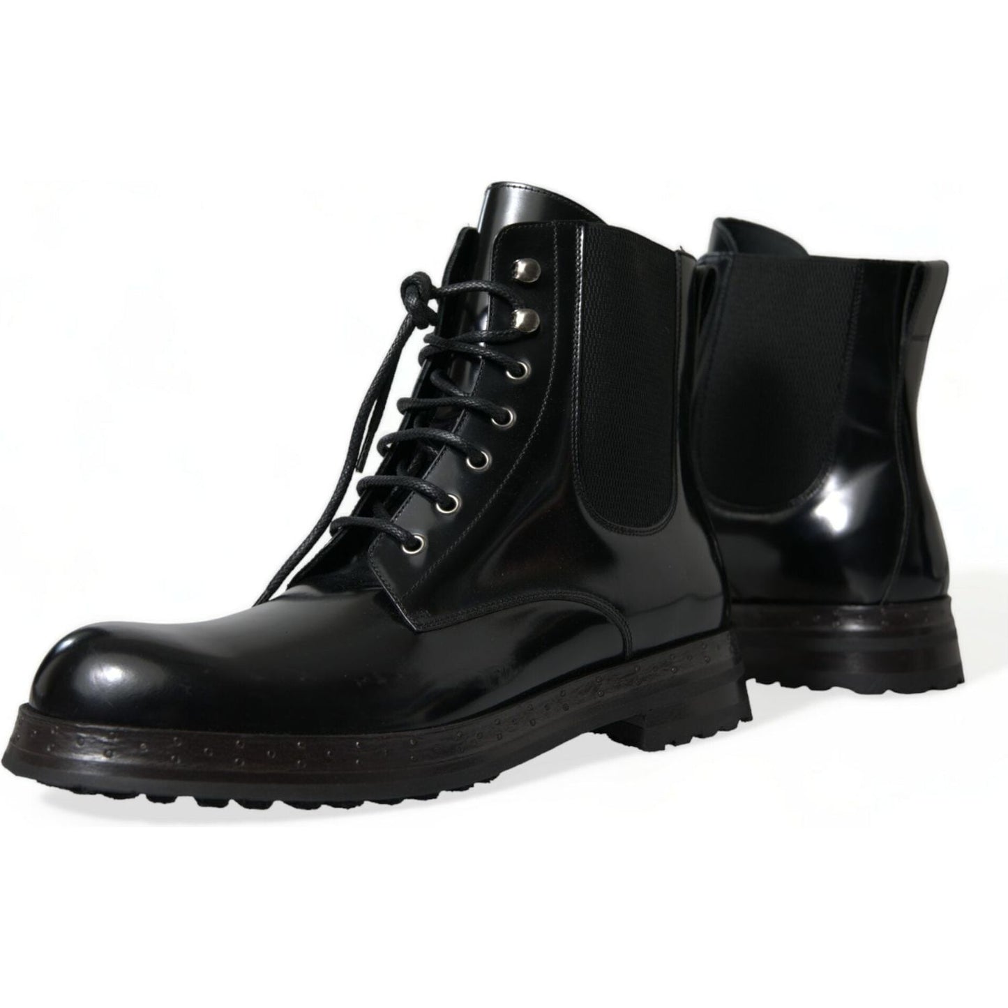 Dolce & Gabbana Elegant Black Leather Mid Calf Men's Boots Dolce & Gabbana