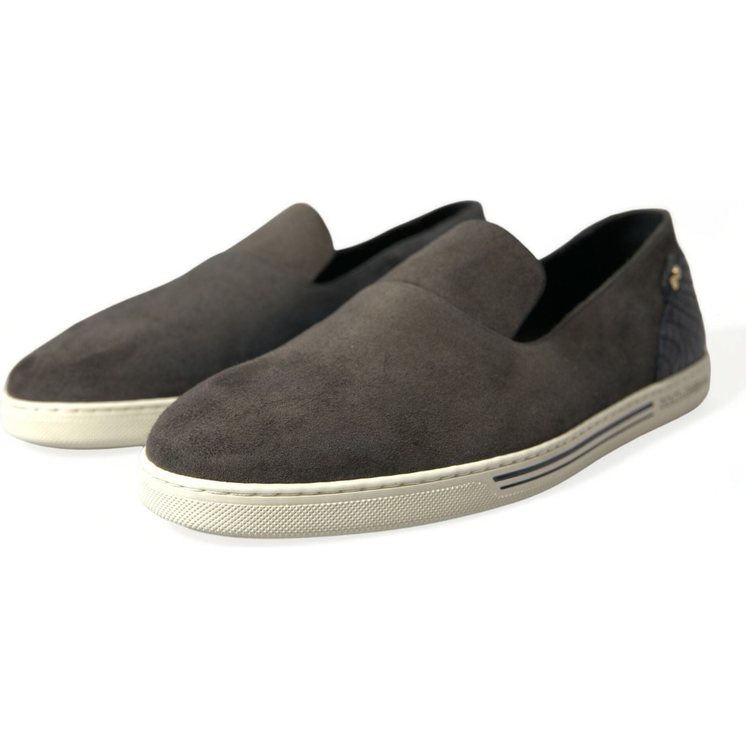 优雅蓝色麂皮 &amp; 鳄鱼皮拖鞋