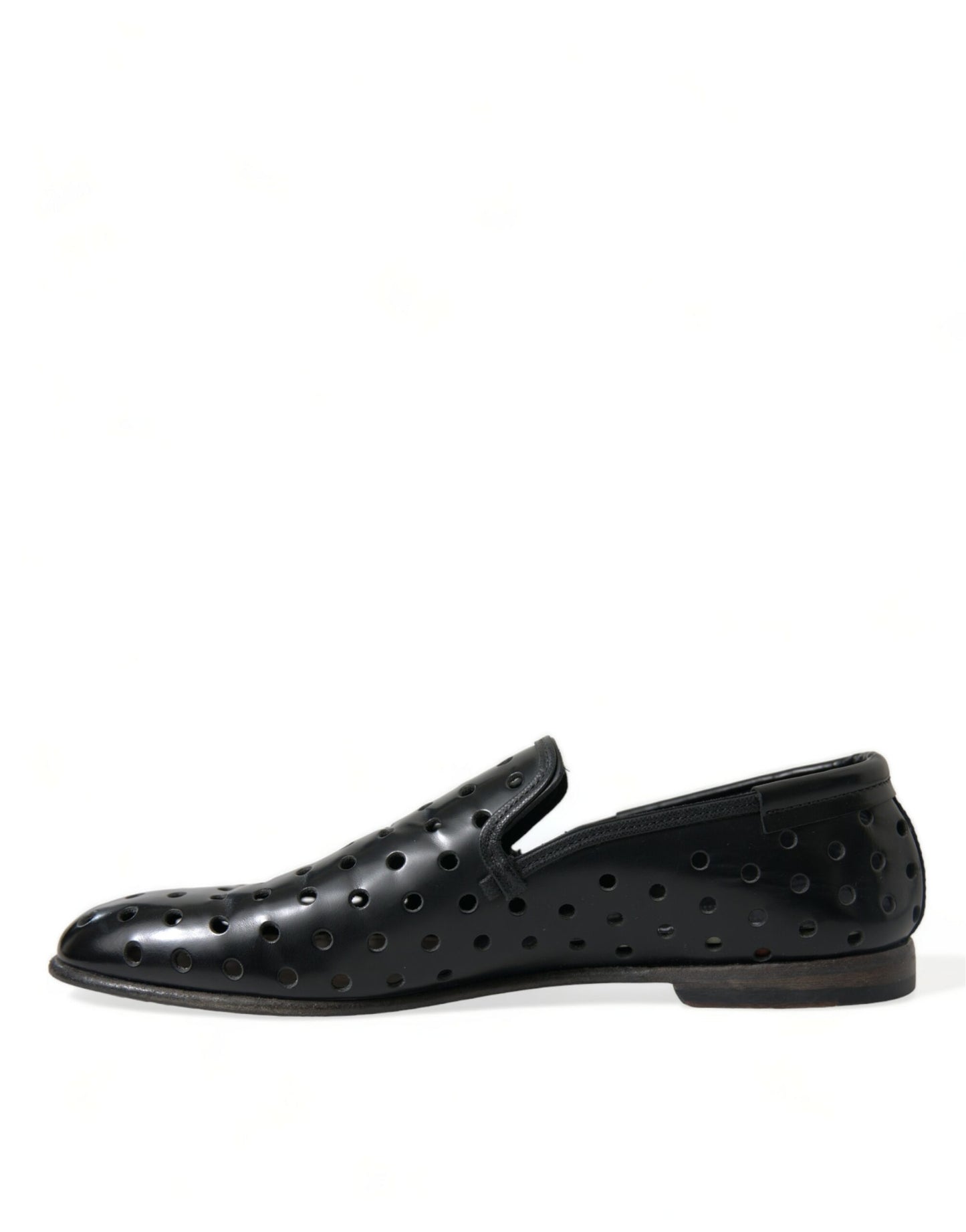 Dolce & Gabbana Elegant Black Leather Perforated Loafers Dolce & Gabbana