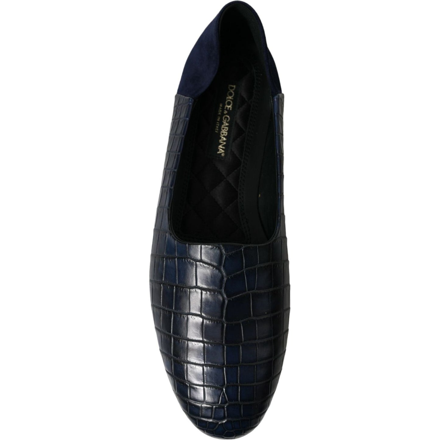 Dolce & Gabbana Blue Crocodile Leather Loafers Slip On Shoes