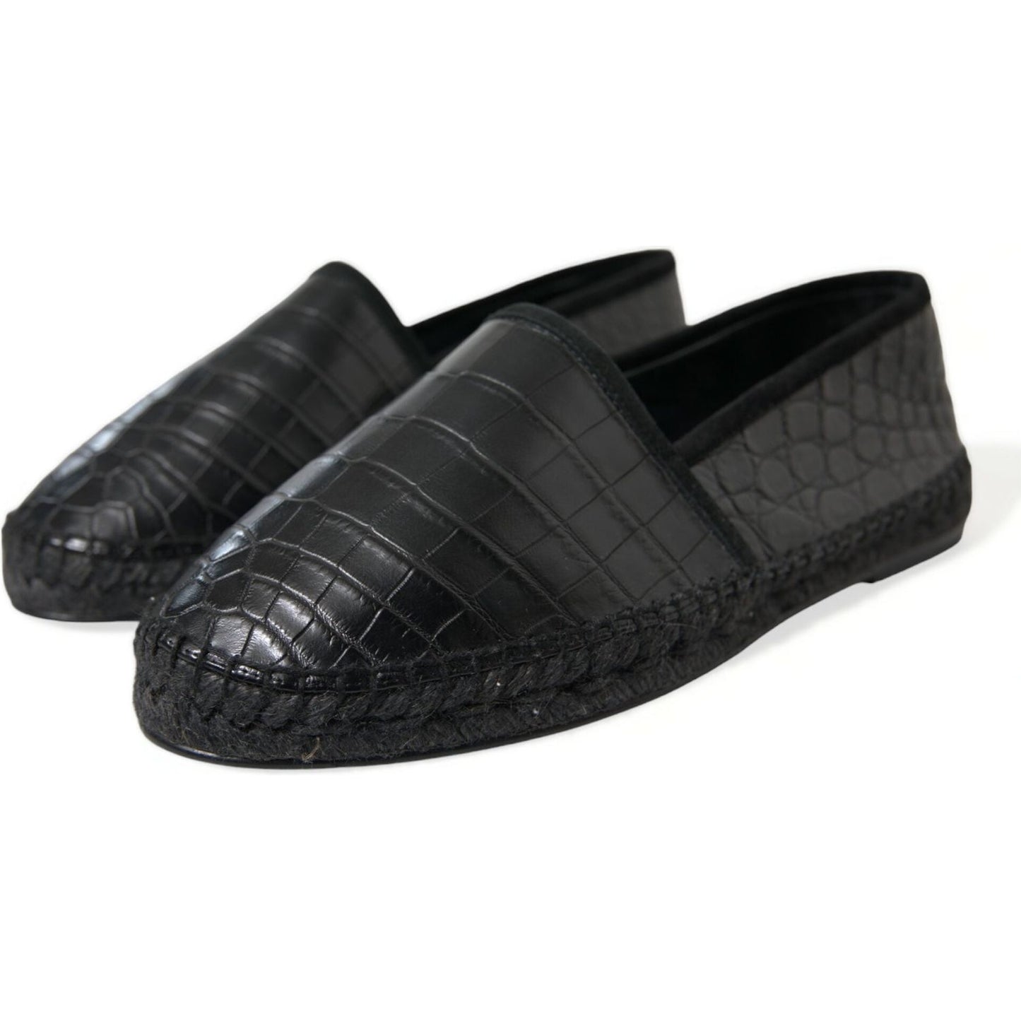 Dolce & Gabbana Exotic Black Leather Espadrilles Dolce & Gabbana