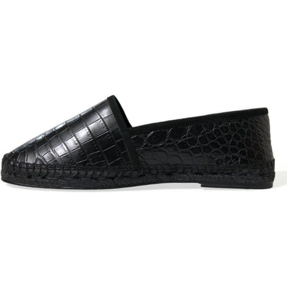 Dolce & Gabbana Black Exotic Leather Espadrilles Slip On Shoes