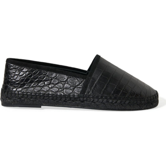 Dolce & Gabbana Black Exotic Leather Espadrilles Slip On Shoes Dolce & Gabbana