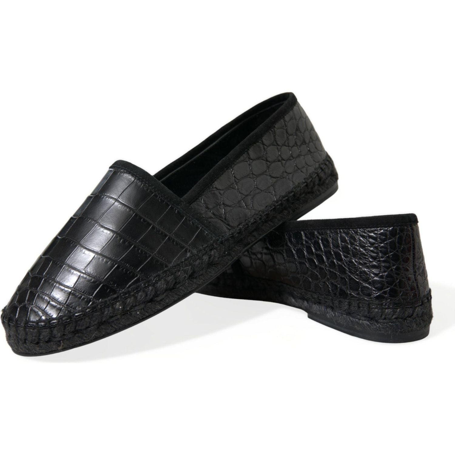 Dolce & Gabbana Black Exotic Leather Espadrilles Slip On Shoes