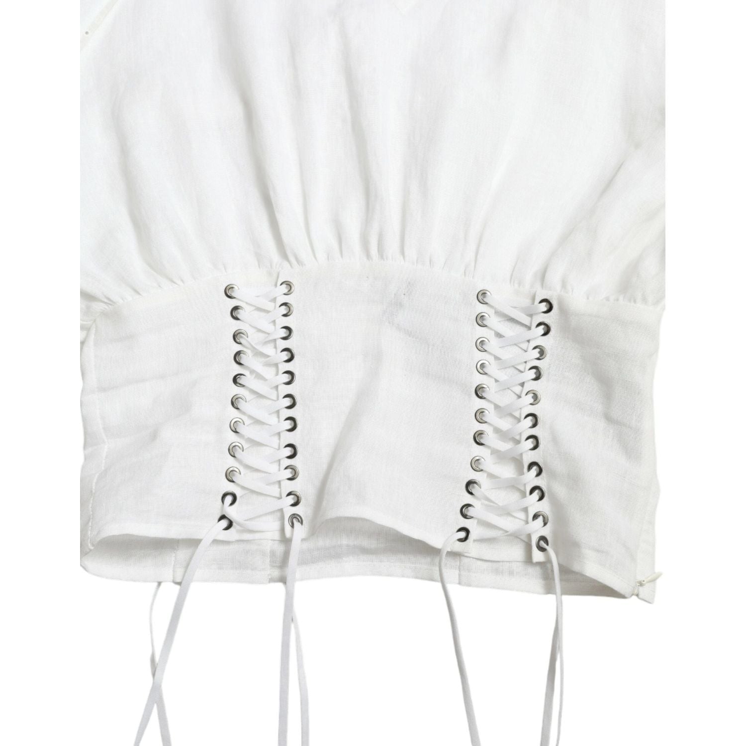 Dolce & Gabbana White Cotton Corset Cropped Long Sleeves Topclothing