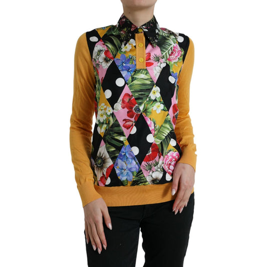 Dolce & Gabbana Multicolor Patchwork Cashmere Henley Sweater Dolce & Gabbana