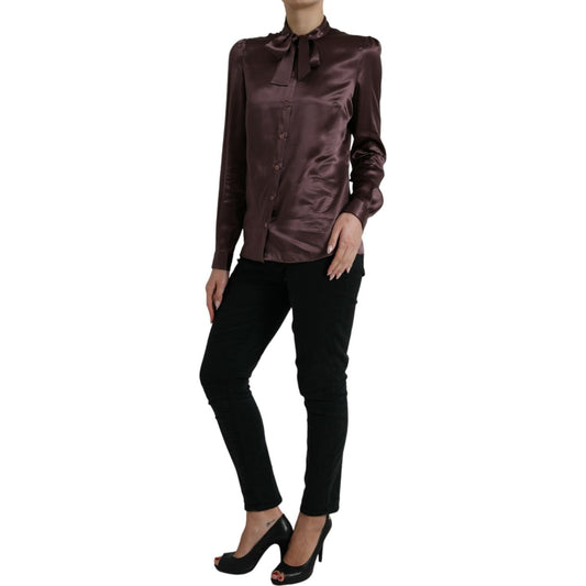 Dolce & Gabbana Elegant Silk Ascot Collar Blouse Dolce & Gabbana