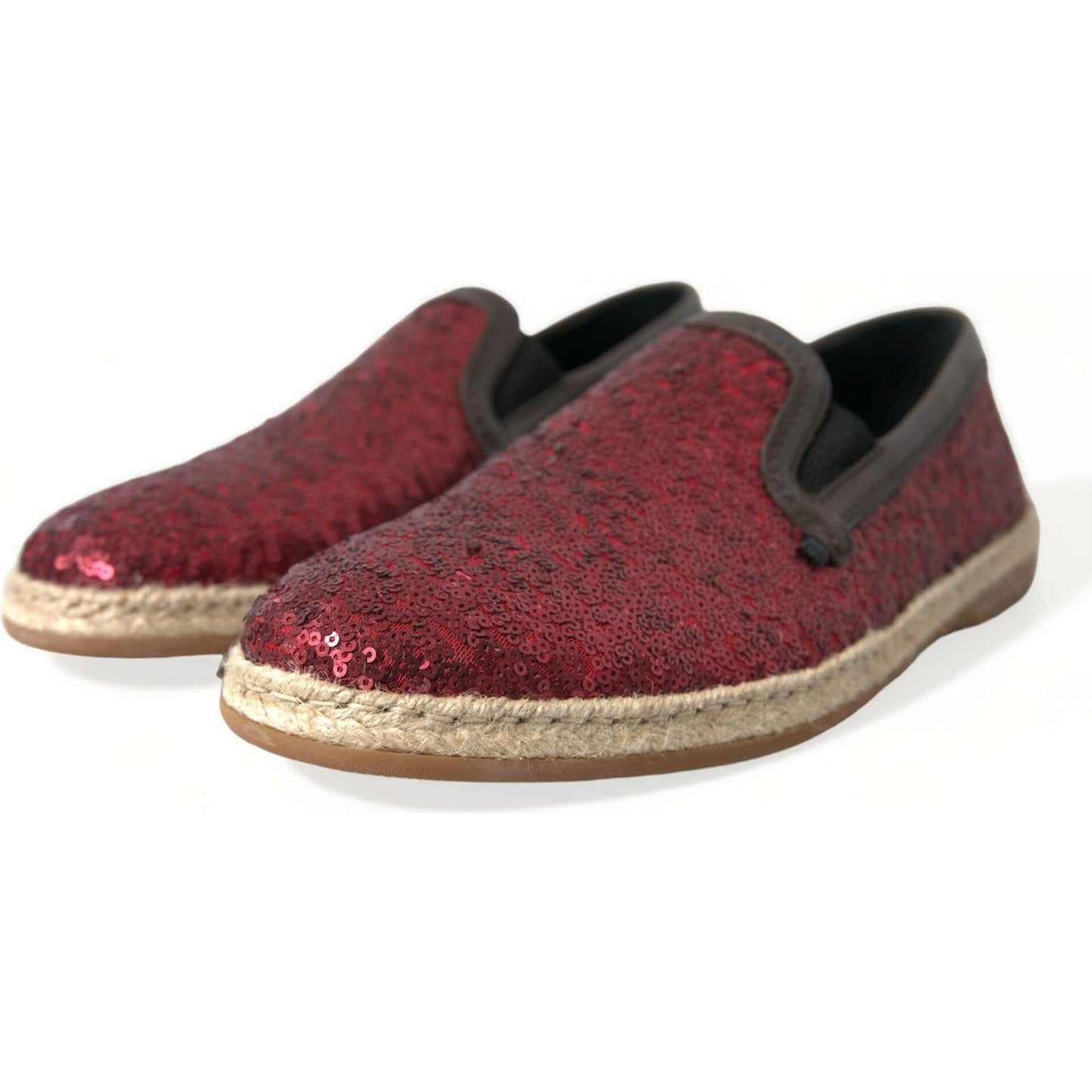 Dolce & Gabbana Red Sequined Leather Loafers Dolce & Gabbana