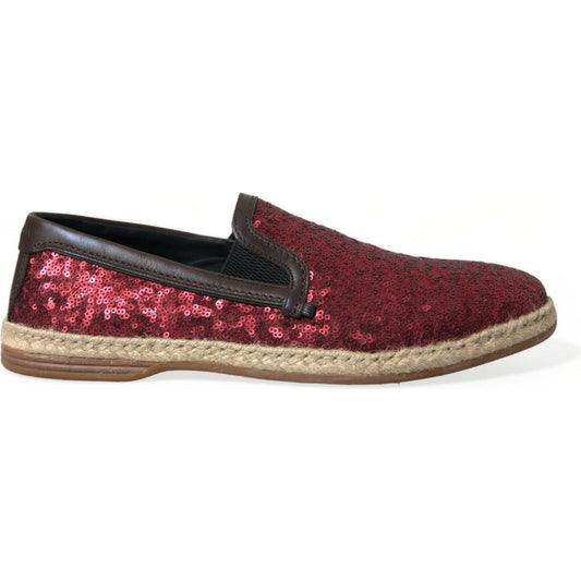 Dolce & Gabbana Red Sequined Loafers Slippers Men Shoes Dolce & Gabbana