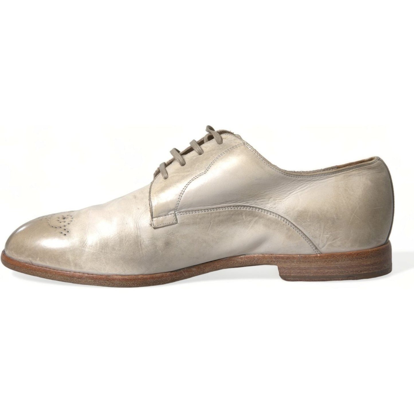 Dolce & Gabbana Elegant White Calfskin Derby Shoes Dolce & Gabbana