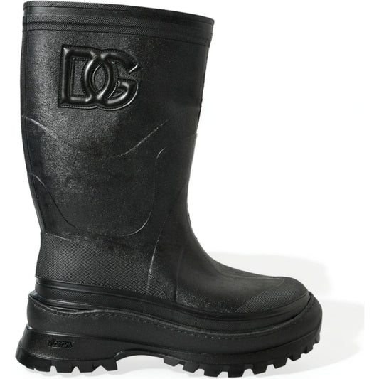 Dolce & Gabbana Sleek Metallic Rubber Rain Boots with DG Logo Dolce & Gabbana