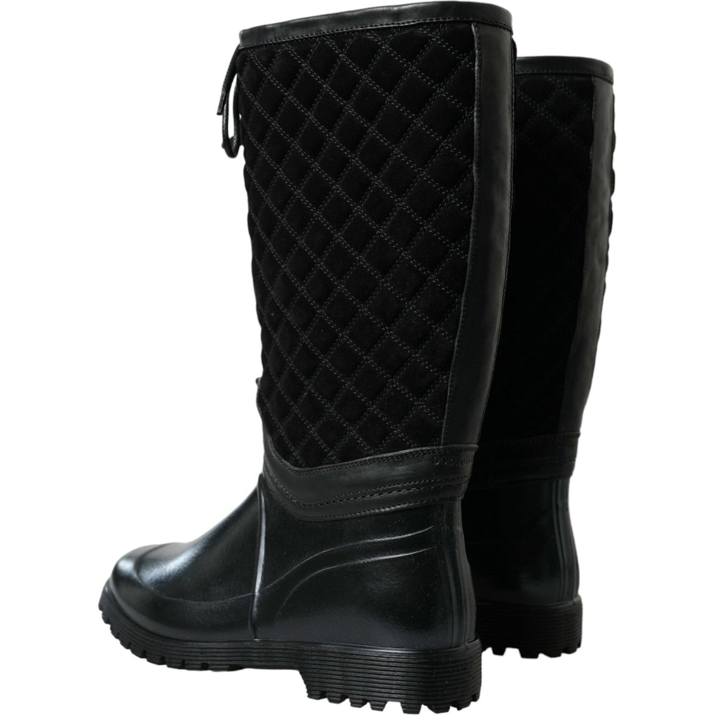 Dolce & Gabbana Elegant Quilted Lace-Up Rain Boots Dolce & Gabbana