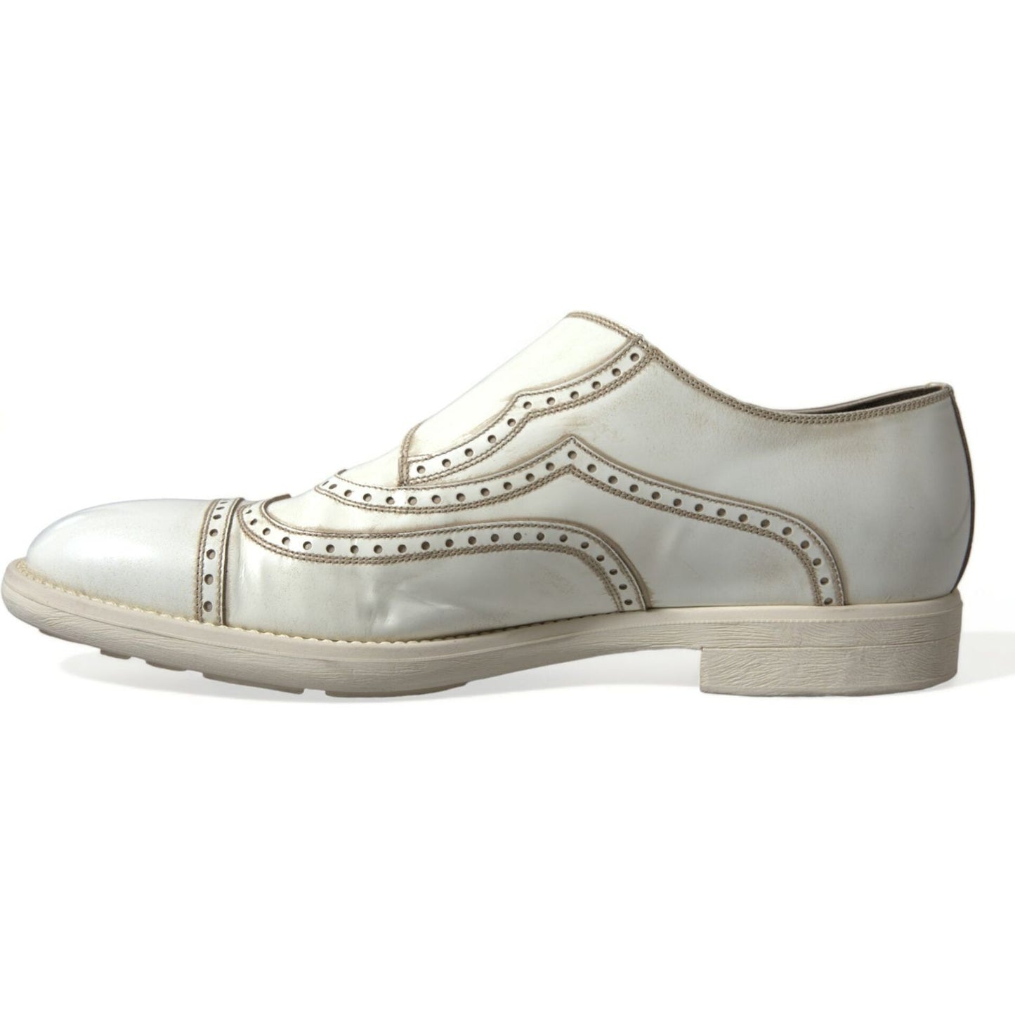 Dolce & Gabbana Elegant White Leather Derby Dress Shoes Dolce & Gabbana