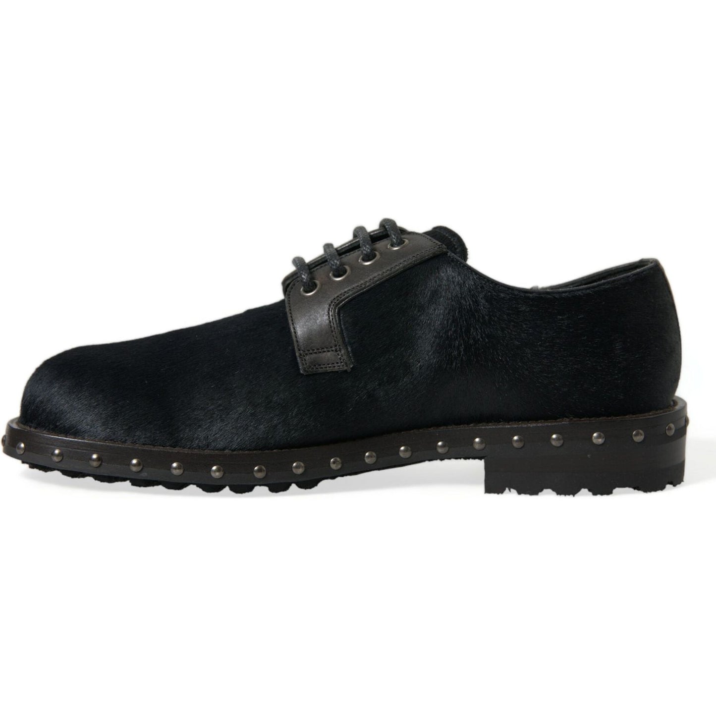 Dolce & Gabbana Elegant Black Calf Fur Derby Shoes Dolce & Gabbana