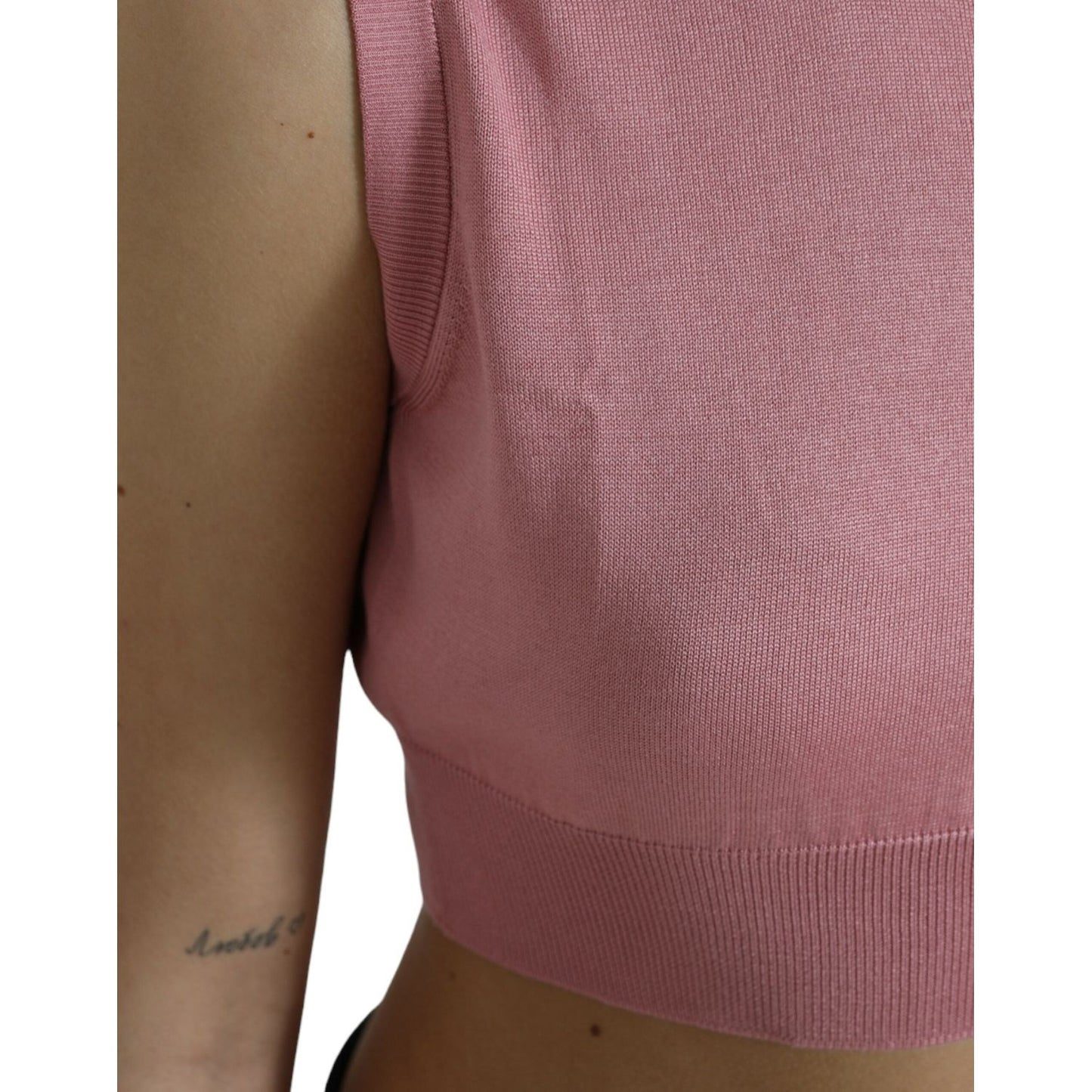 Dolce & Gabbana Elegant Silk Crew Neck Cropped Tank Top Dolce & Gabbana