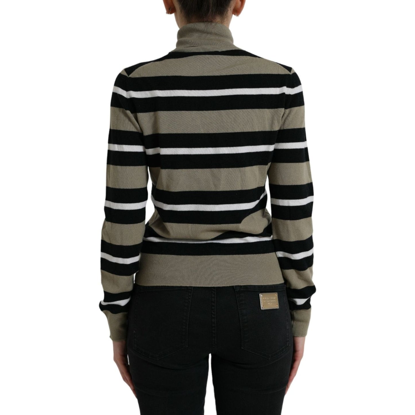 Dolce & Gabbana Elegant Striped Turtleneck Wool Sweater Dolce & Gabbana