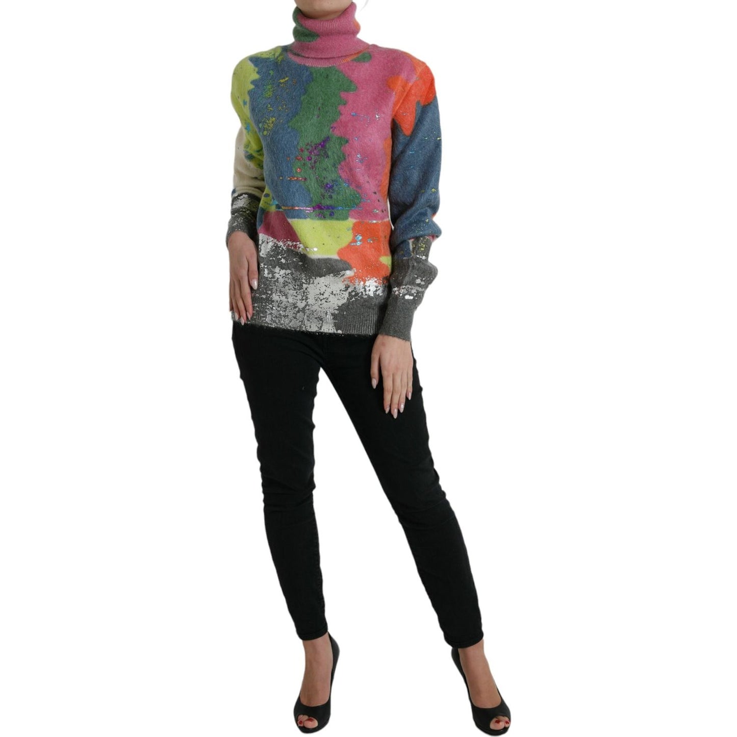 Dolce & Gabbana Multicolor Mohair Turtleneck Pullover Sweater Dolce & Gabbana