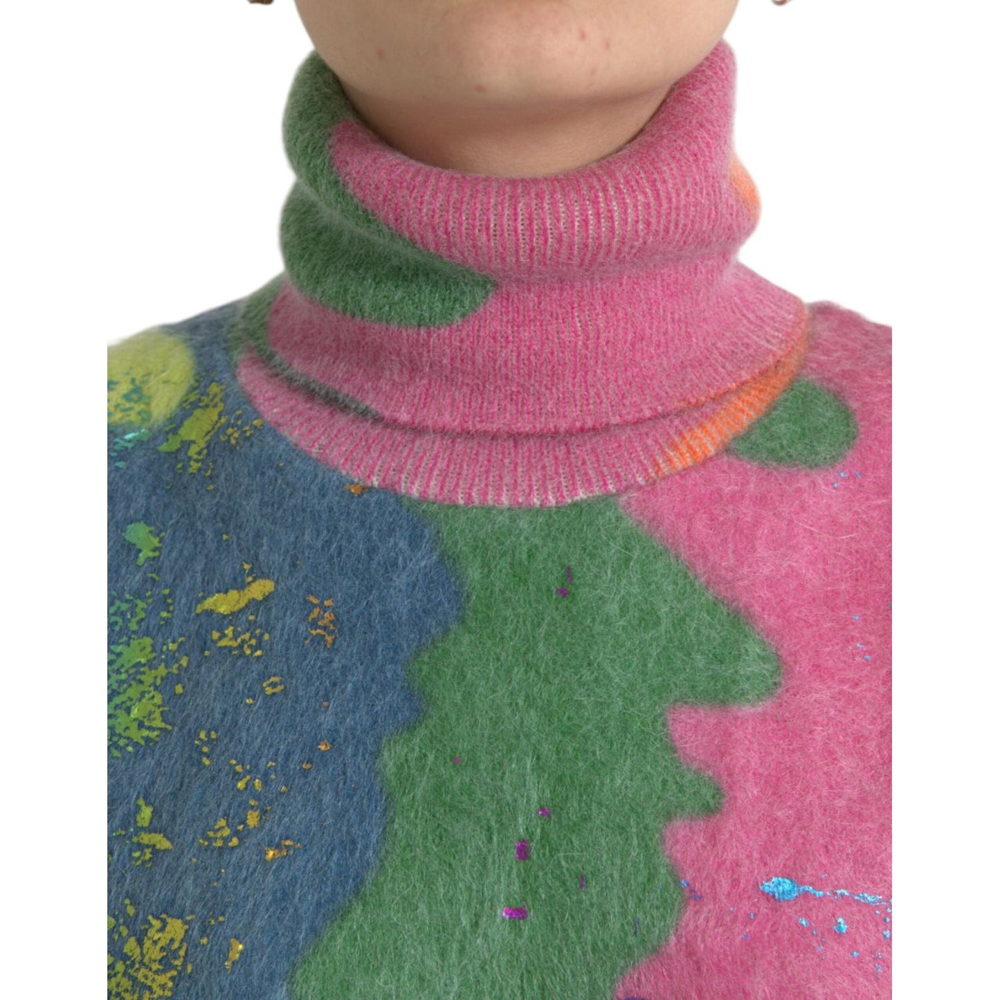 Dolce & Gabbana Multicolor Mohair Turtleneck Pullover Sweater Dolce & Gabbana