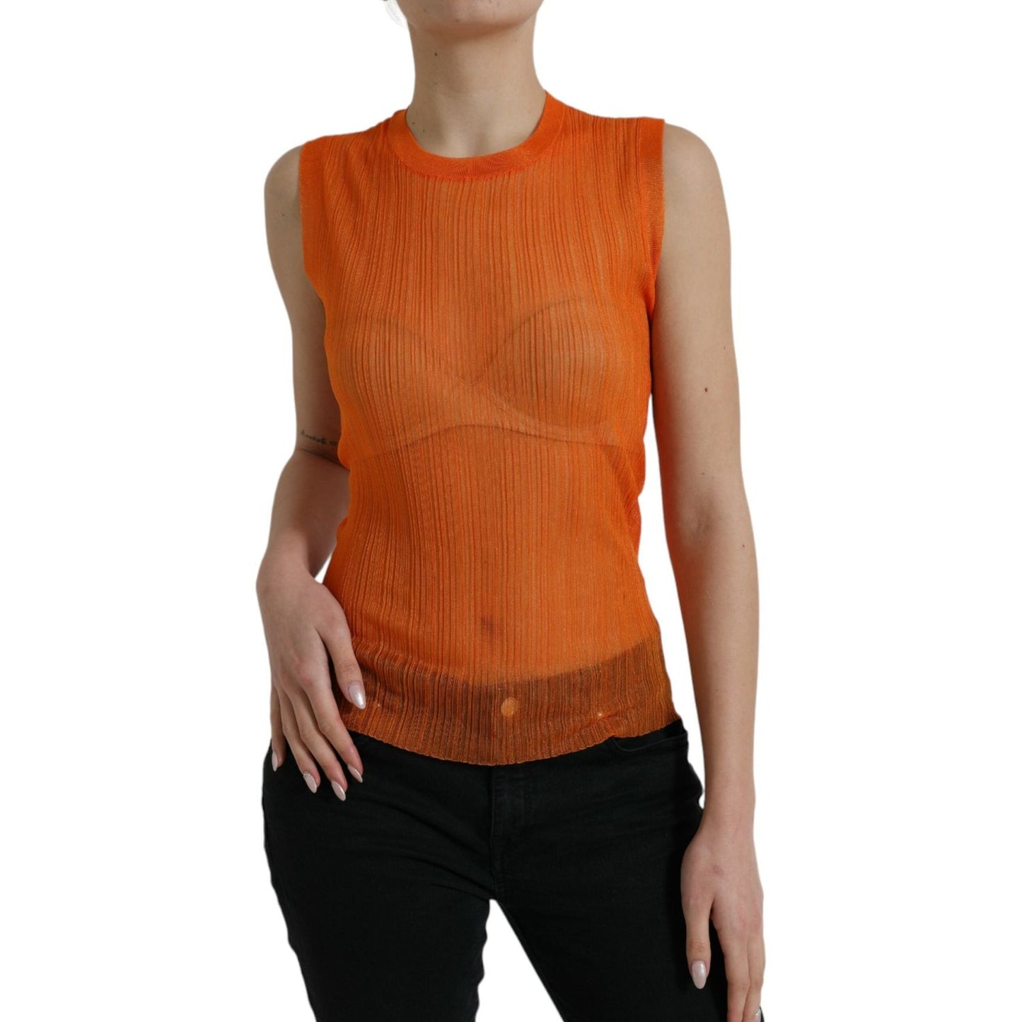 Dolce & Gabbana Chic Orange Crew Neck Tank Top Dolce & Gabbana