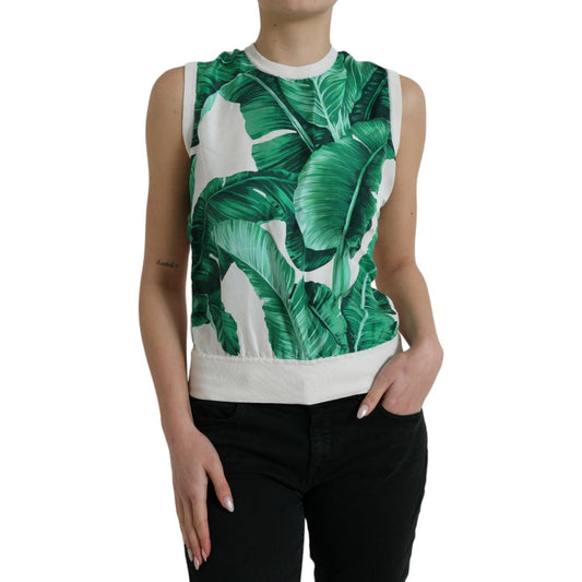 Dolce & Gabbana Silk Banana Leaf Print Tank Top Dolce & Gabbana