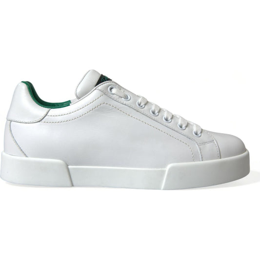 Dolce & Gabbana White Green Leather Portofino Sneakers Shoes Dolce & Gabbana