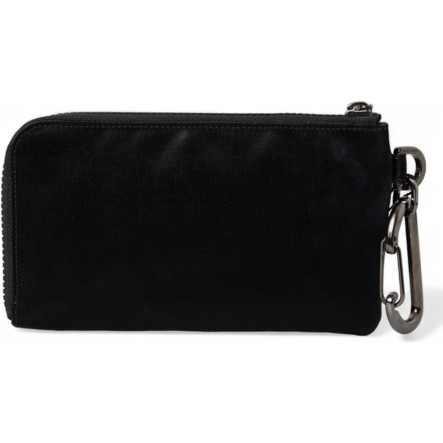 Dolce & Gabbana Black Nylon Logo Plaque Keyring Pouch Clutch Bag