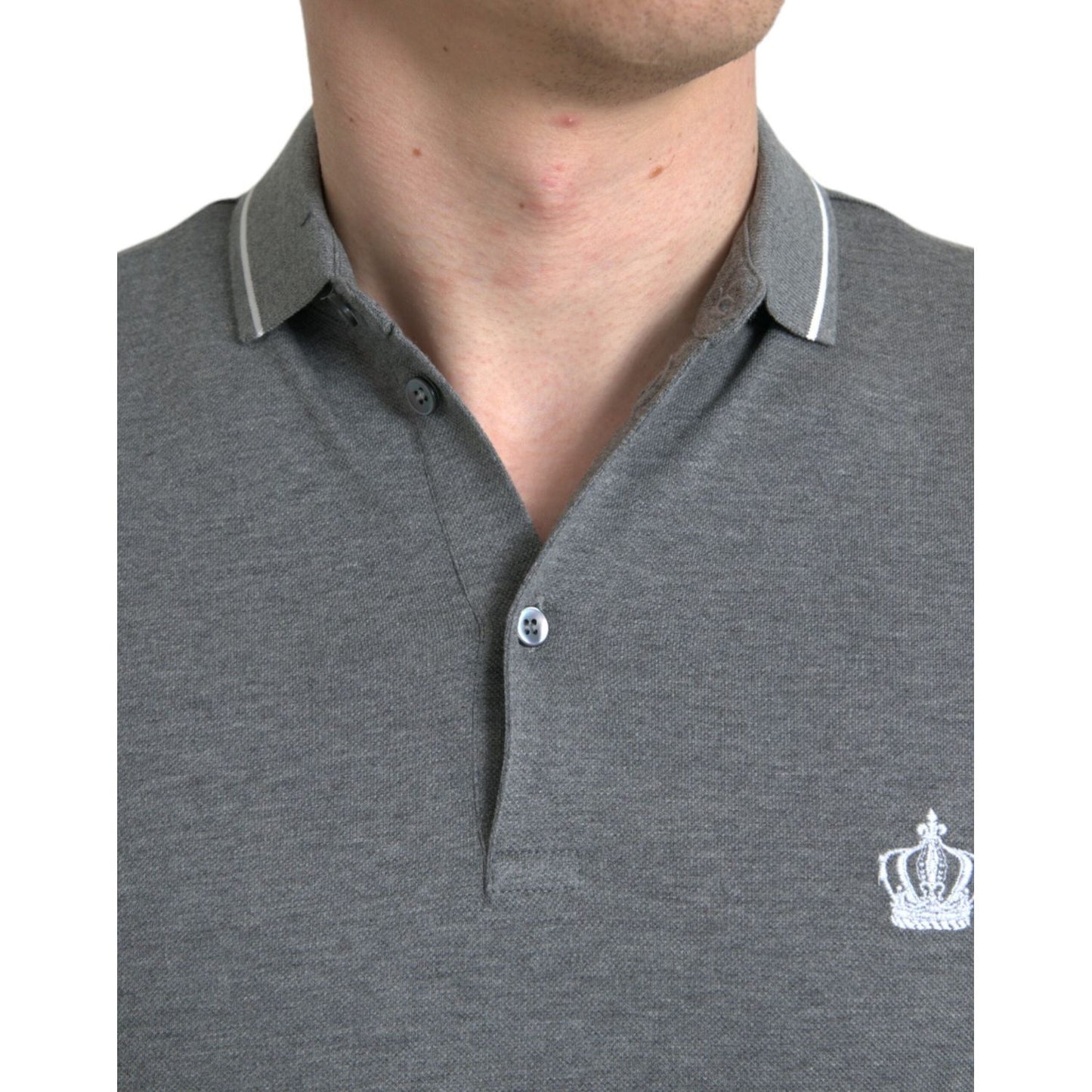 Dolce & Gabbana Elegant Grey Cotton Polo T-Shirt Dolce & Gabbana