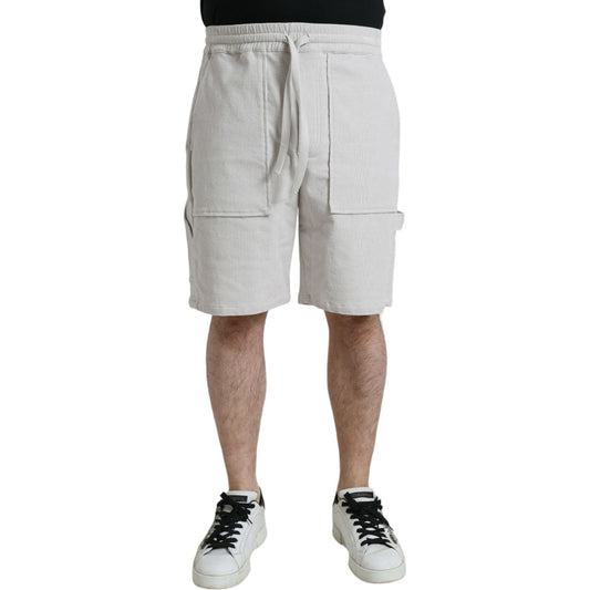 Dolce & Gabbana Beige Cotton Corduroy Logo Bermuda Shorts Dolce & Gabbana