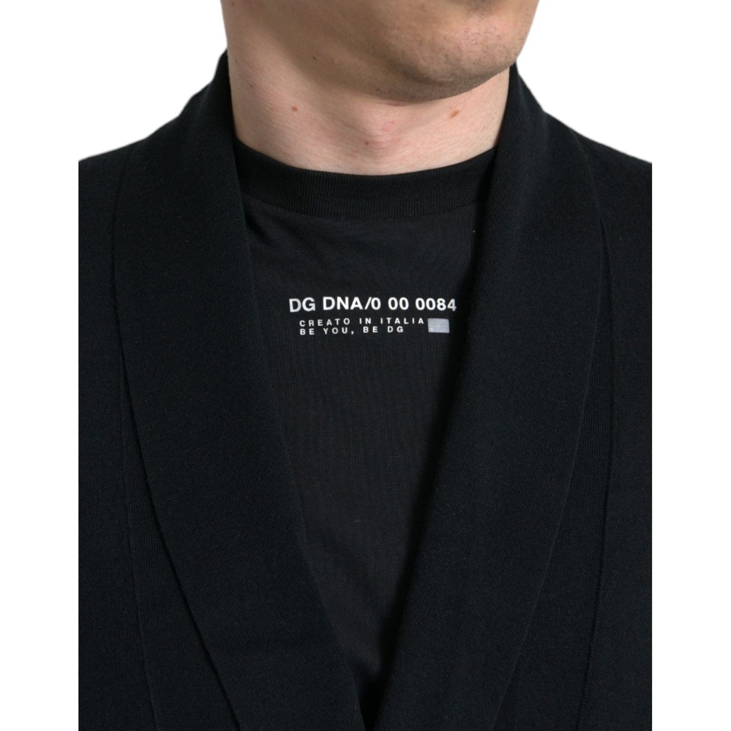 Dolce & Gabbana Elegant Black Cashmere Robe with Waist Belt Dolce & Gabbana