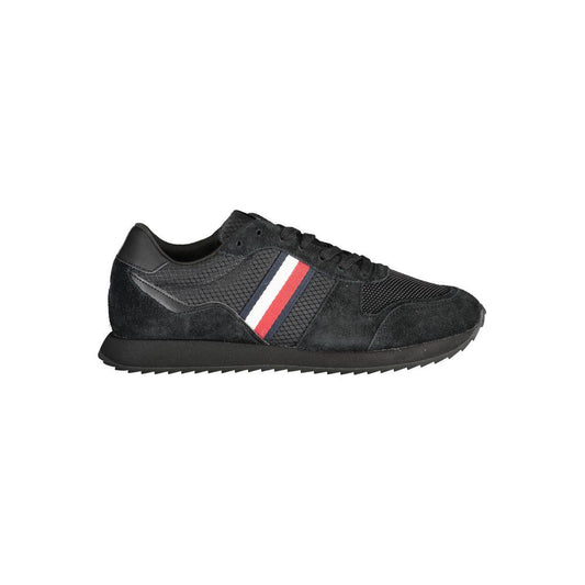 Tommy Hilfiger Black Leather Men Sneaker Tommy Hilfiger