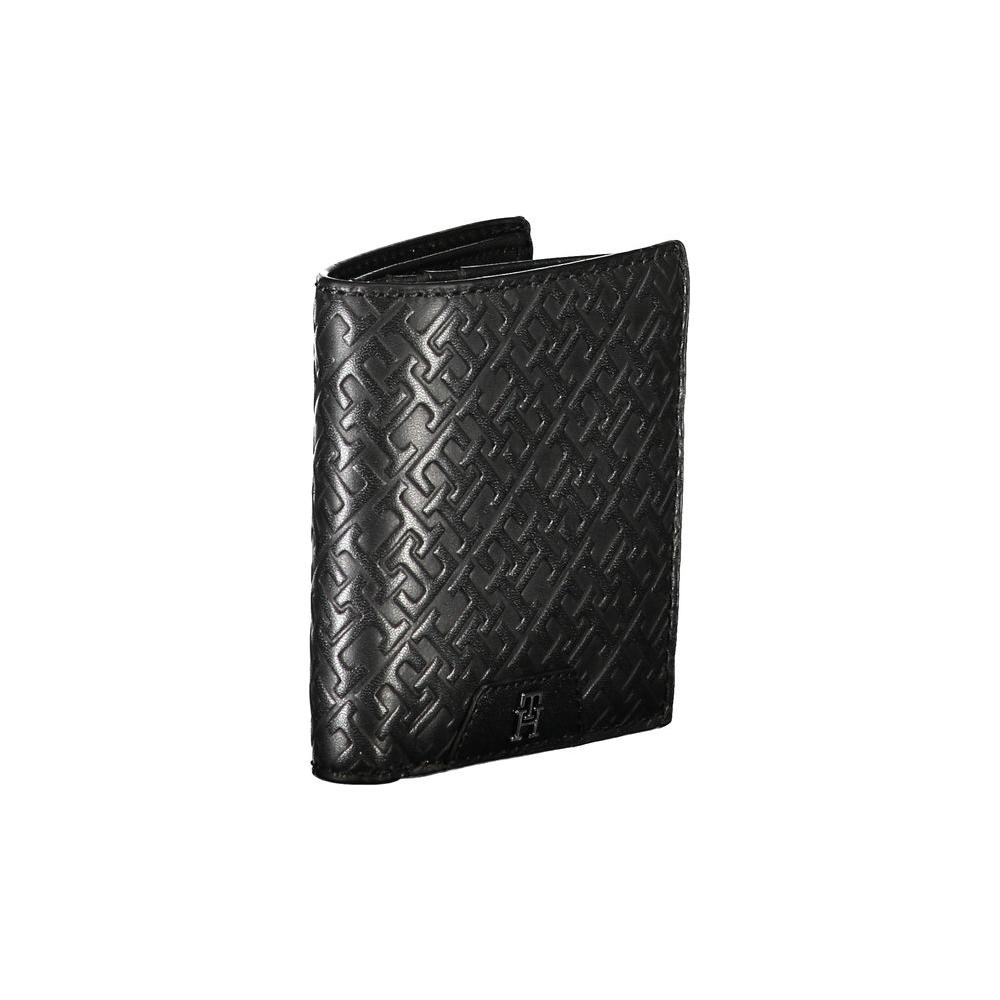 Tommy Hilfiger Sleek Black Leather Dual-Compartment Wallet Tommy Hilfiger