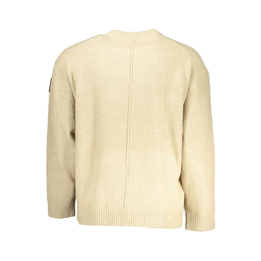 Calvin Klein Chic Beige Crew Neck Sweater with Contrast Details Calvin Klein