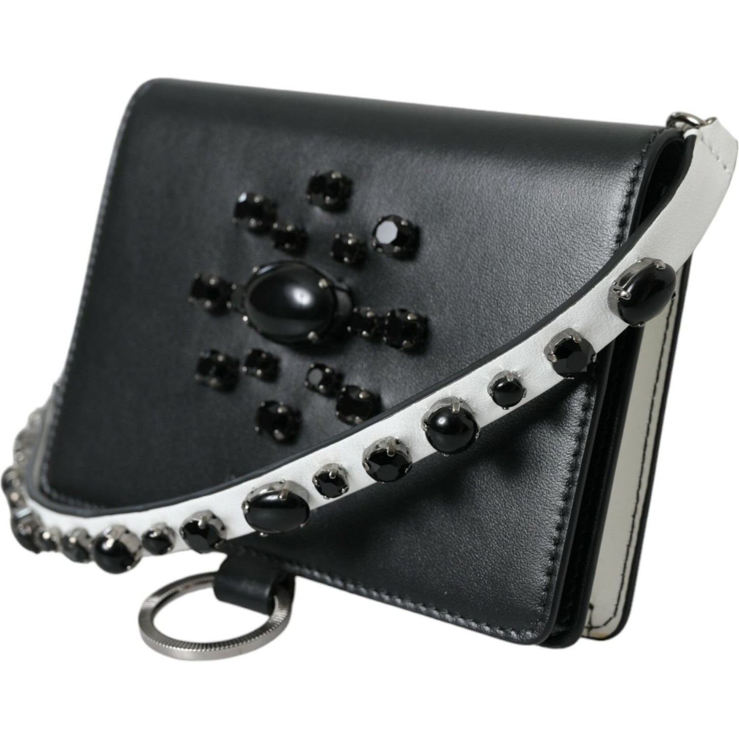 Dolce & Gabbana Elegant Crystal-Embellished Leather Card Holder Dolce & Gabbana