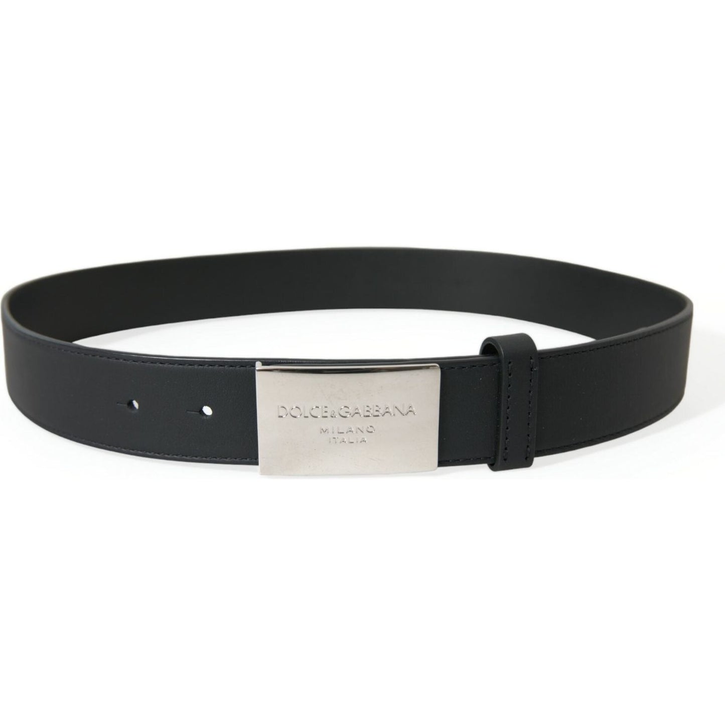 Dolce & Gabbana Elegant Black Leather Belt with Metal Buckle Dolce & Gabbana