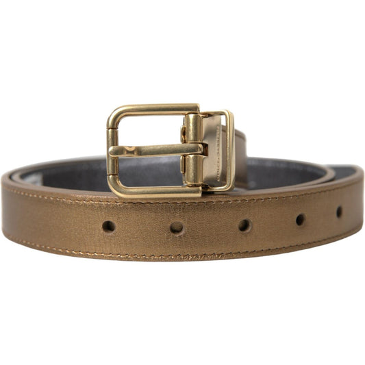 Dolce & Gabbana Metallic Gold Leather Belt - Timeless Elegance Dolce & Gabbana